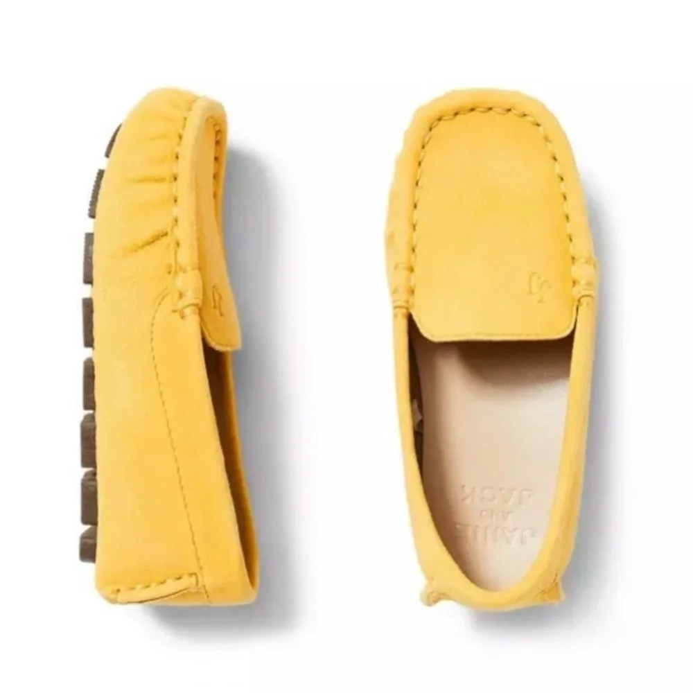 NWOT Janie and Jack $69 Yellow Suede Moccasin Shoes for Kids Toddler 4
